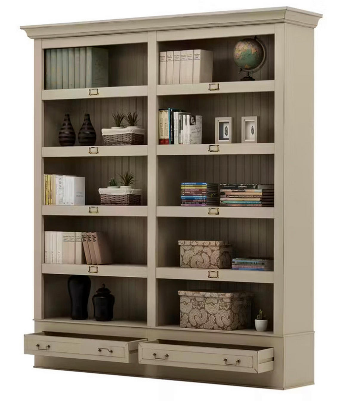 BÜCHERWAND Pinie massiv Elfenbein  - Elfenbein/Bronzefarben, LIFESTYLE, Holz/Metall (214/238,5/46,5cm) - Livetastic