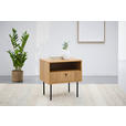 NACHTSCHRANK 50/50/40 cm  - Eichefarben/Schwarz, Design, Holzwerkstoff/Metall (50/50/40cm) - Carryhome
