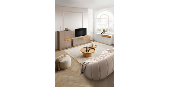 LOWBOARD Taupe, Eichefarben  207/69/42 cm  - Taupe/Eichefarben, Design, Glas/Holz (207/69/42cm) - Novel