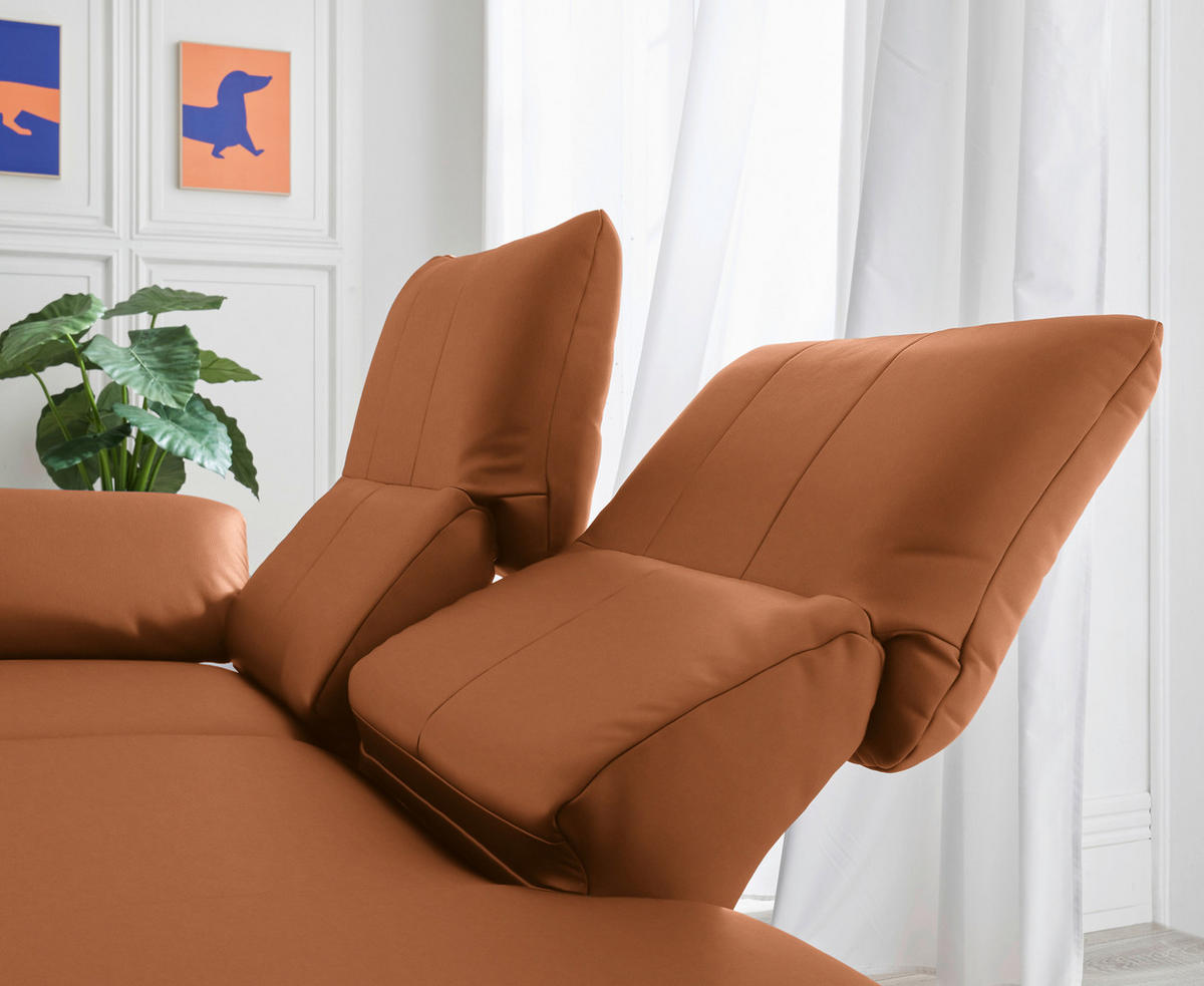 RÉCAMIERE in Echtleder Cognac  - Chromfarben/Cognac, Design, Leder/Metall (209/85-109/95-16cm) - Dieter Knoll