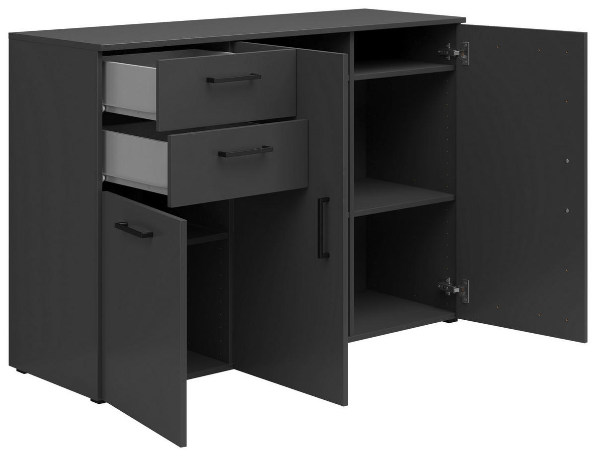 COMODĂ 120/83/40 cm  - grafit/antracit, Modern, plastic/material pe bază de lemn (120/83/40cm)