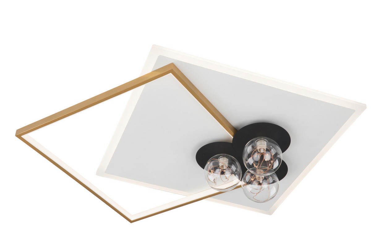 STROPNÉ LED SVIETIDLO, 80/73/15,5 cm - priehľadné/biela, Trend, kov/plast (80/73/15,5cm) - Ambiente