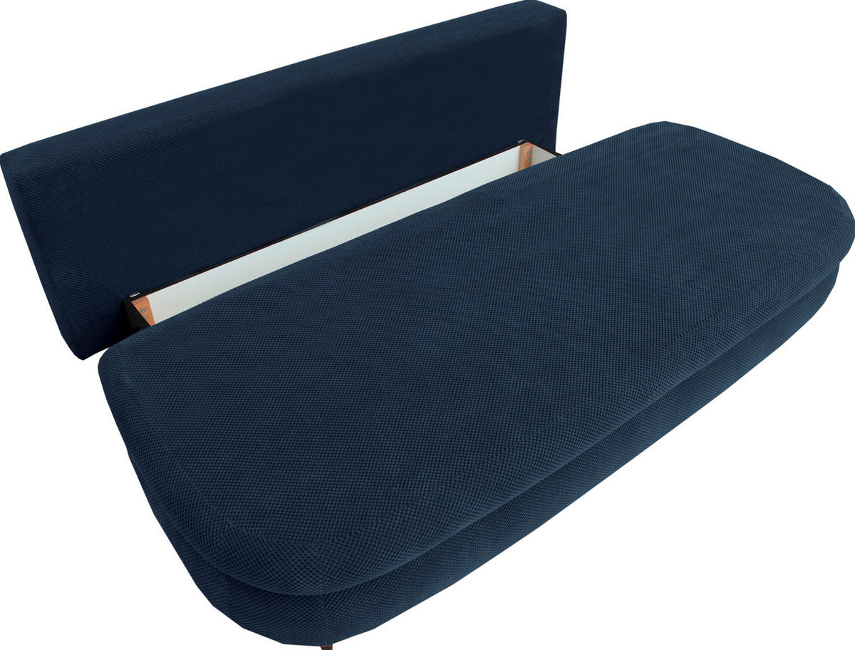 SCHLAFSOFA in Webstoff, Plüsch Dunkelblau  - Schwarz/Dunkelblau, Design, Textil (213/89/105cm) - Novel