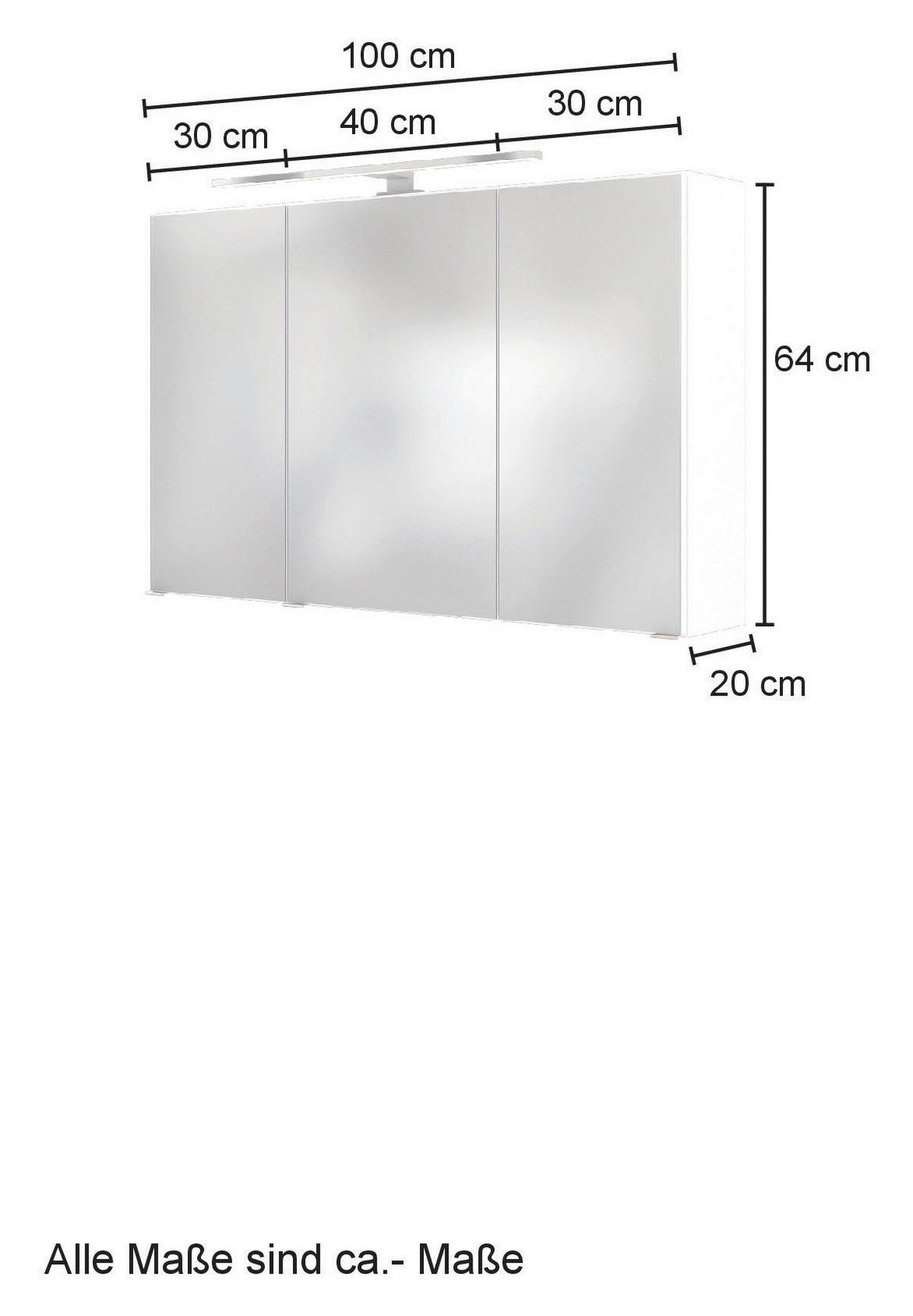 SPIEGELSCHRANK 100/64/20 cm  - Chromfarben/Eiche Wotan, Modern, Holzwerkstoff/Metall (100/64/20cm) - Held