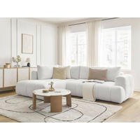 ECKSCHLAFSOFA EVEREST Bouclé Weiß  inkl. Rückenkissen, Schlaffunktion  - Schwarz/Weiß, MODERN, Kunststoff/Textil (204/282cm)