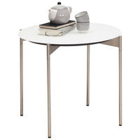 BEISTELLTISCH in Metall, Glas 55/55/49 cm  - Edelstahlfarben/Weiß, Design, Glas/Metall (55/55/49cm) - Venjakob