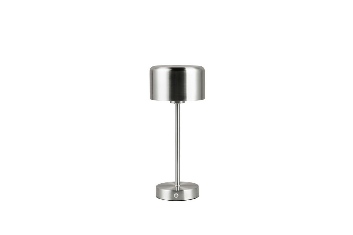 AKKU-TISCHLEUCHTE Jeff 12,6/30 cm  - Nickelfarben, KONVENTIONELL, Metall (12,6/30cm)