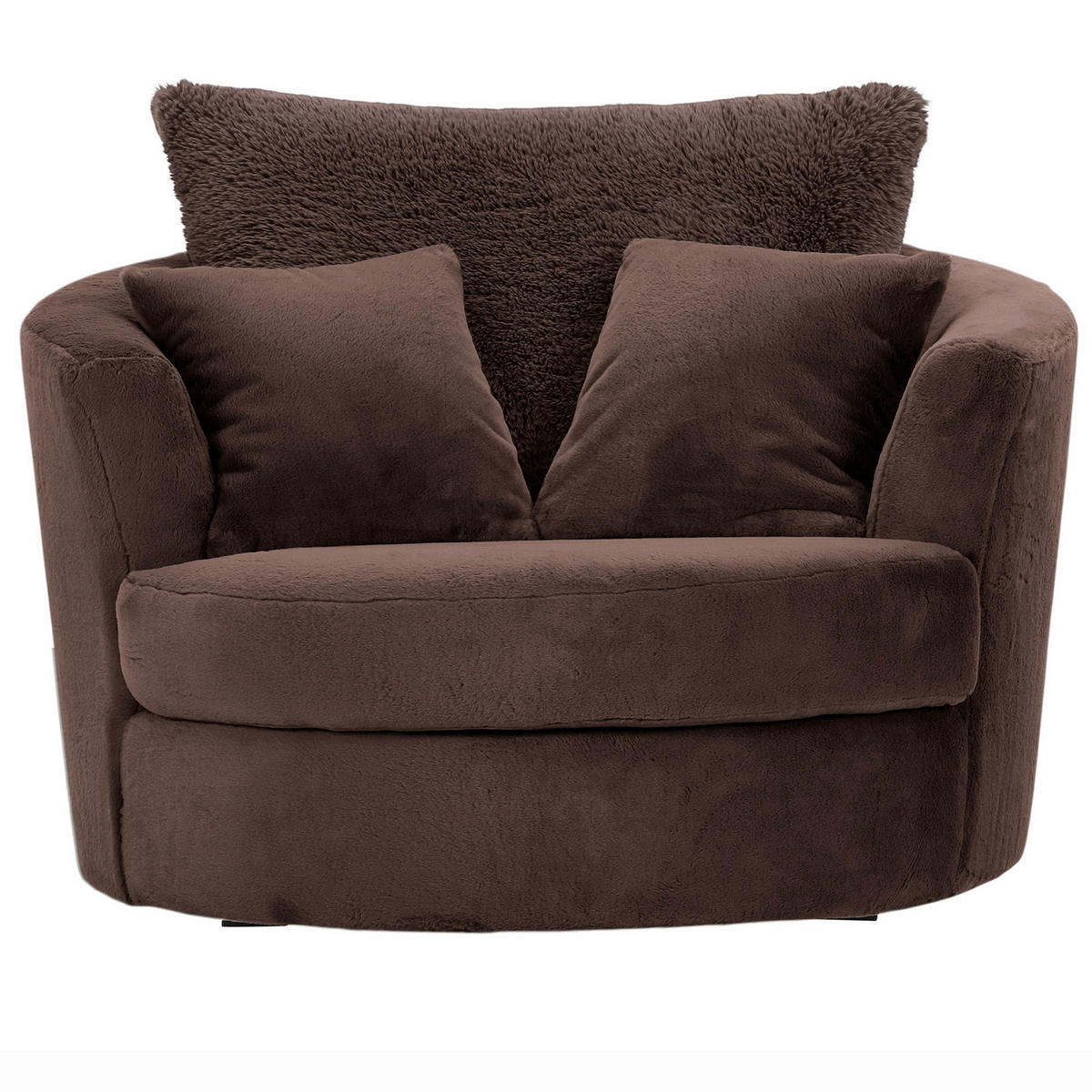 SESSEL in Plüsch Dunkelbraun  - Dunkelbraun/Schwarz, KONVENTIONELL, Textil/Metall (115/72/115cm) - Ambia Home