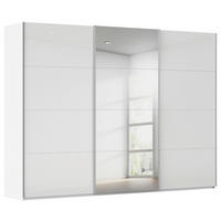 SCHWEBETÜRENSCHRANK 301/223/68 cm 3-türig Weiß, Weiß Hochglanz  - Weiß Hochglanz/Alufarben, Basics, Glas/Holzwerkstoff (301/223/68cm) - Novel