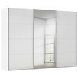 SCHWEBETÜRENSCHRANK 301/223/68 cm 3-türig Weiß, Weiß Hochglanz  - Weiß Hochglanz/Alufarben, Basics, Glas/Holzwerkstoff (301/223/68cm) - Novel