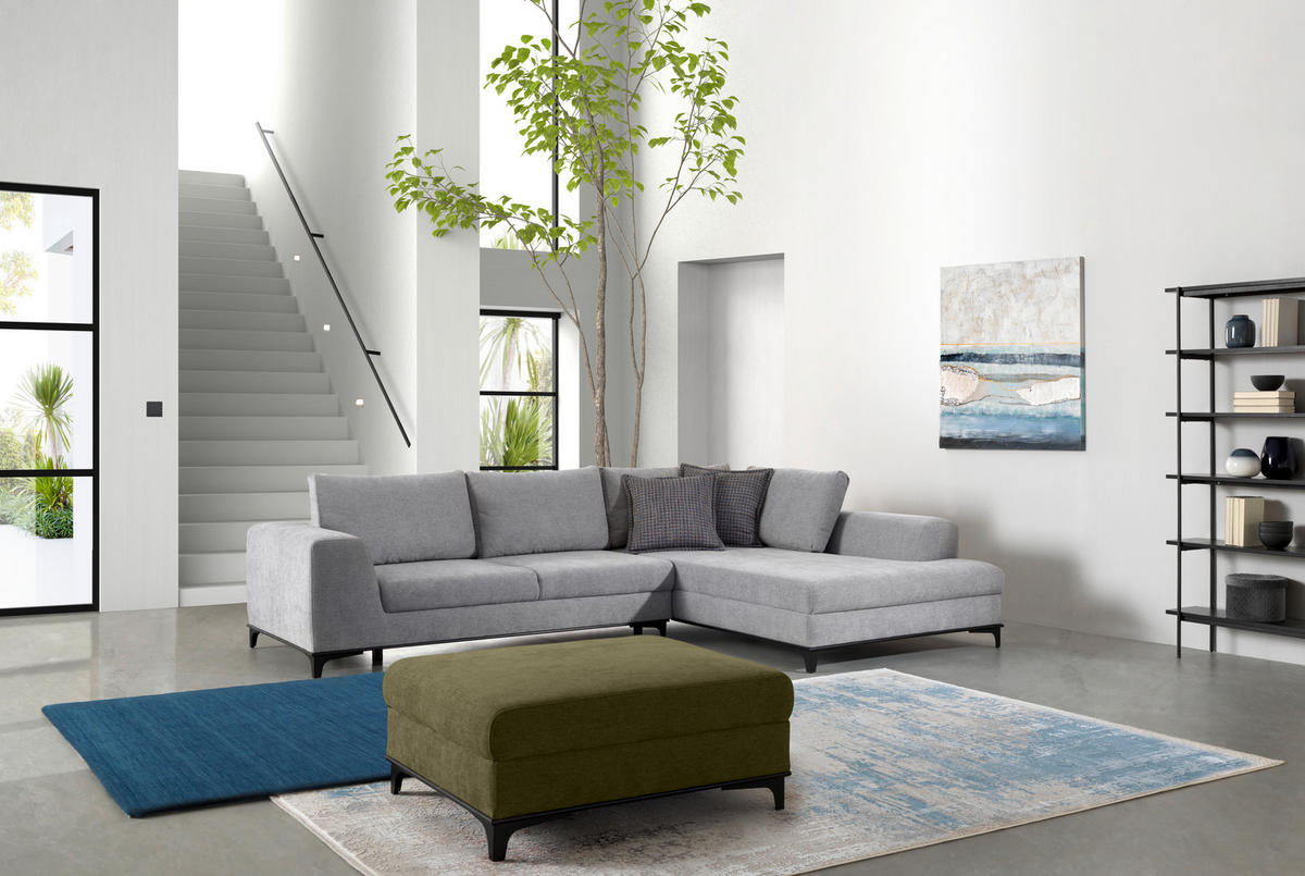 HOCKER Webstoff Olivgrün  - Schwarz/Olivgrün, Design, Holz/Textil (100/41/78cm) - Stylife