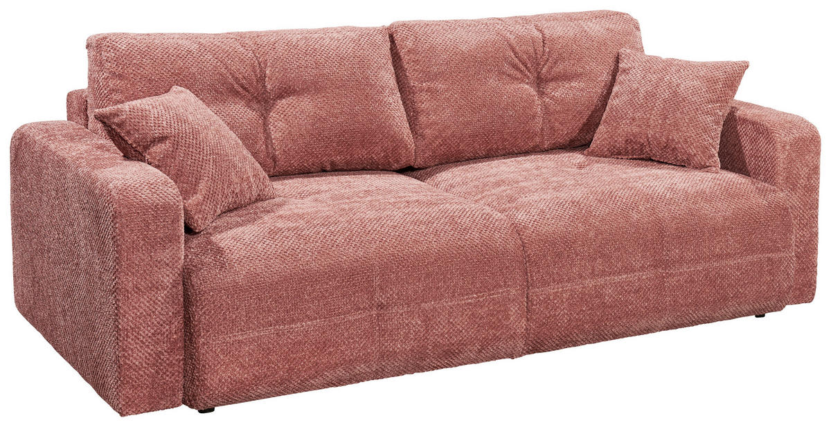 SCHLAFSOFA Mikrovelours Koralle  - Koralle/Schwarz, KONVENTIONELL, Kunststoff/Textil (235/88/120cm) - MID.YOU