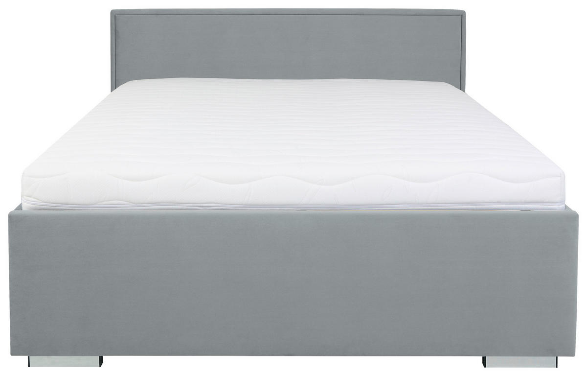 POLSTERBETT Lattenrost, Bettkasten 140/200 cm  in Grau  - Chromfarben/Grau, MODERN, Holz/Textil (140/200cm) - MID.YOU
