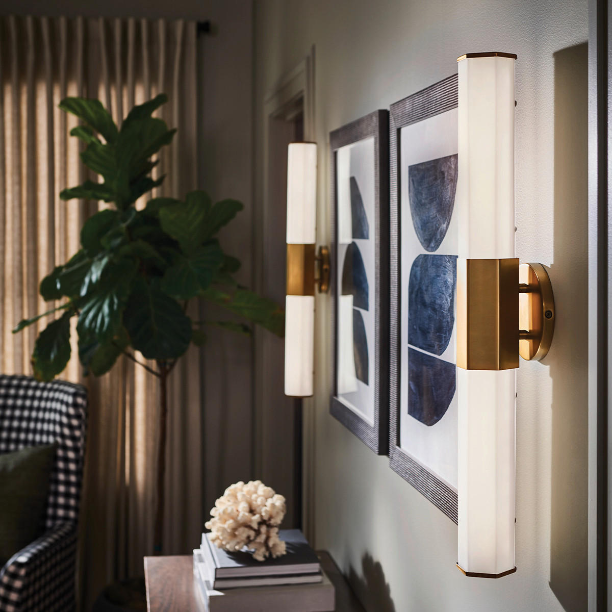 BADEZIMMER-WANDLEUCHTE - Messingfarben, Design, Glas/Metall (65,9/12,7/10.5cm) - Elstead Lighting