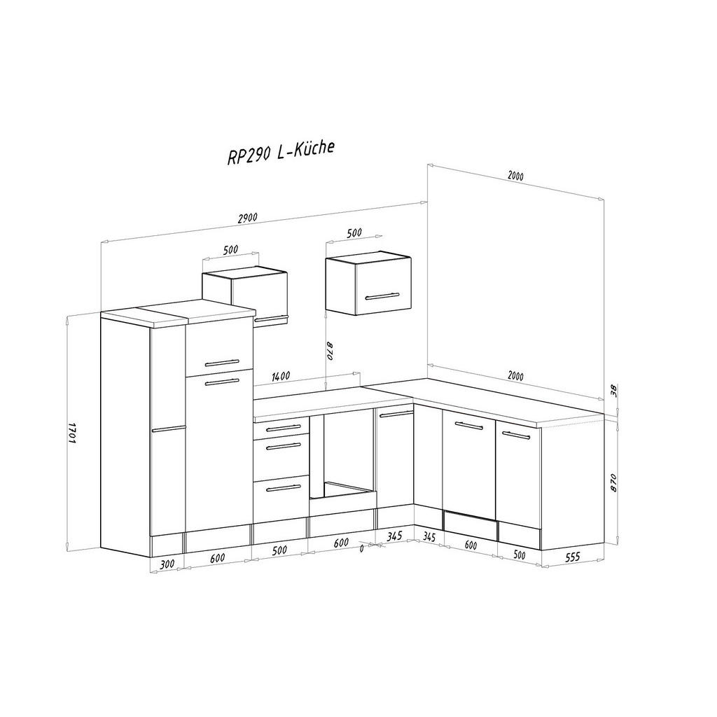 Thumbnail - Respekta Eckküche Premium 2.0, Schwarz, Weiß, Metall, 1,3 Schubladen, seitenverkehrt montierbar, nur wie online abgebild...