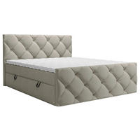 Pat Tip Boxspring Fără Arcuri, 200/200 cm, grej - grej/negru, Konventionell, plastic/textil (200/200cm) - Carryhome