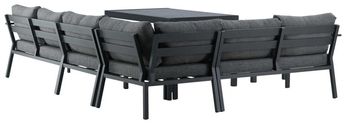 DINING-LOUNGESET  - Schwarz/Grau, KONVENTIONELL, Textil/Metall (294/210cm) - Gardenson