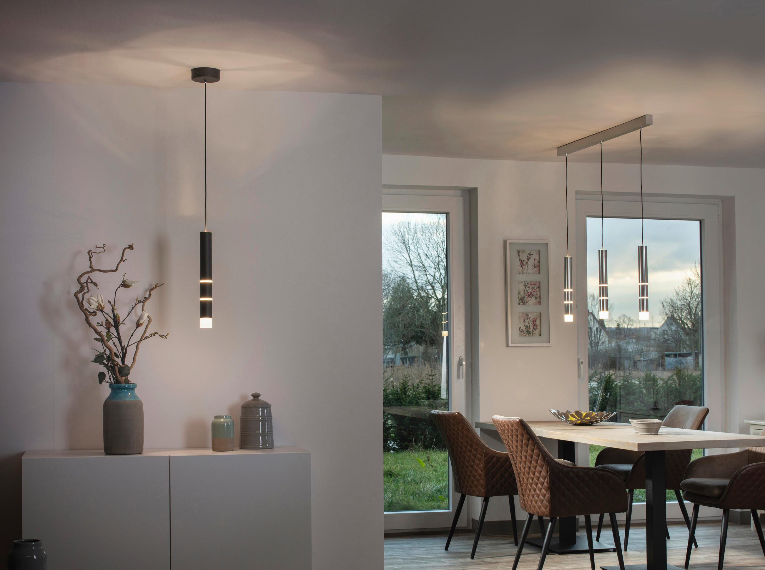 LED-HÄNGELEUCHTE 12/12/120 cm  - Schwarz, Design, Kunststoff/Metall (12/12/120cm) - Neuhaus PURE