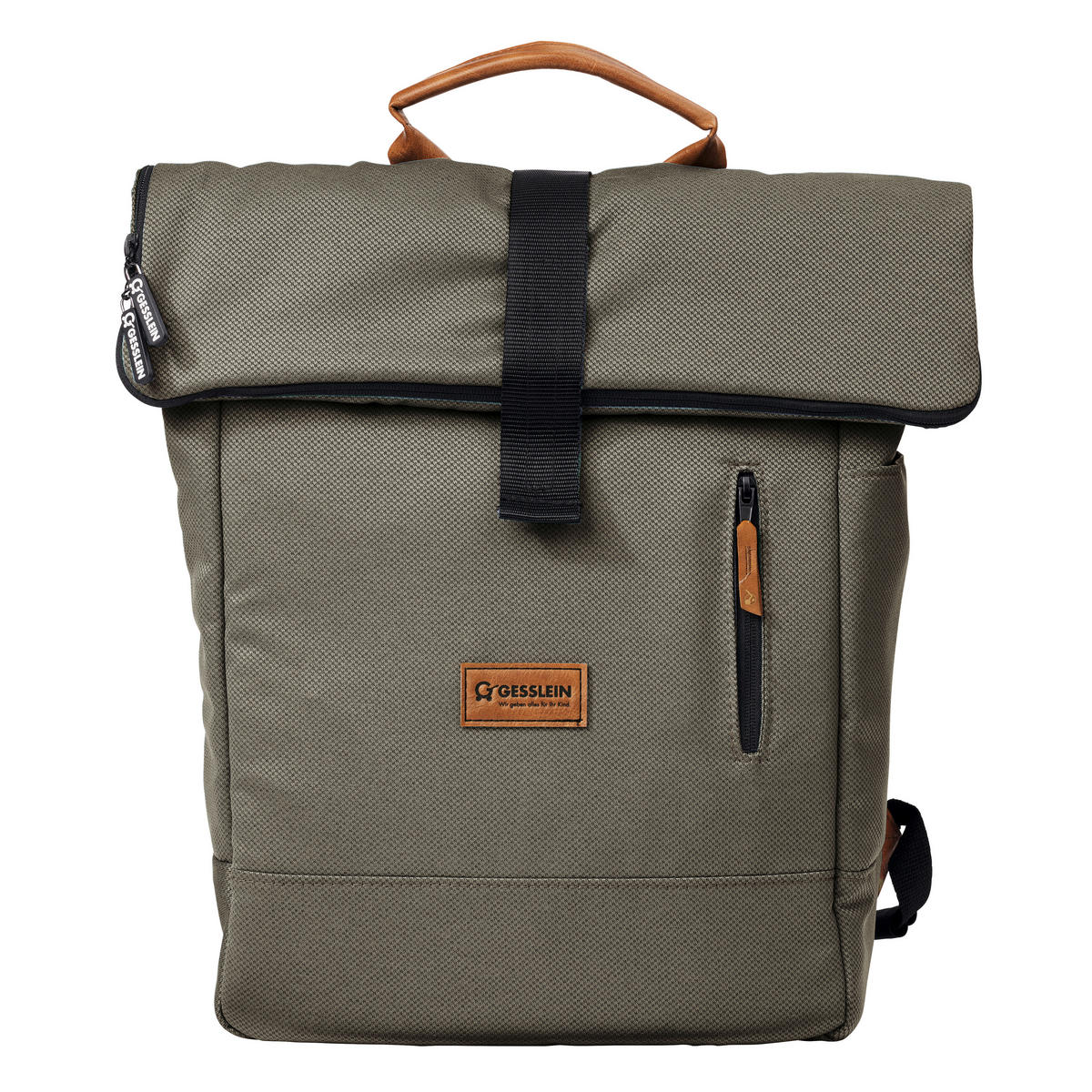 WICKELRUCKSACK N° 6 Khaki/Cognac  - Cognac/Olivgrün, Basics, Textil (31/45/12cm) - Gesslein