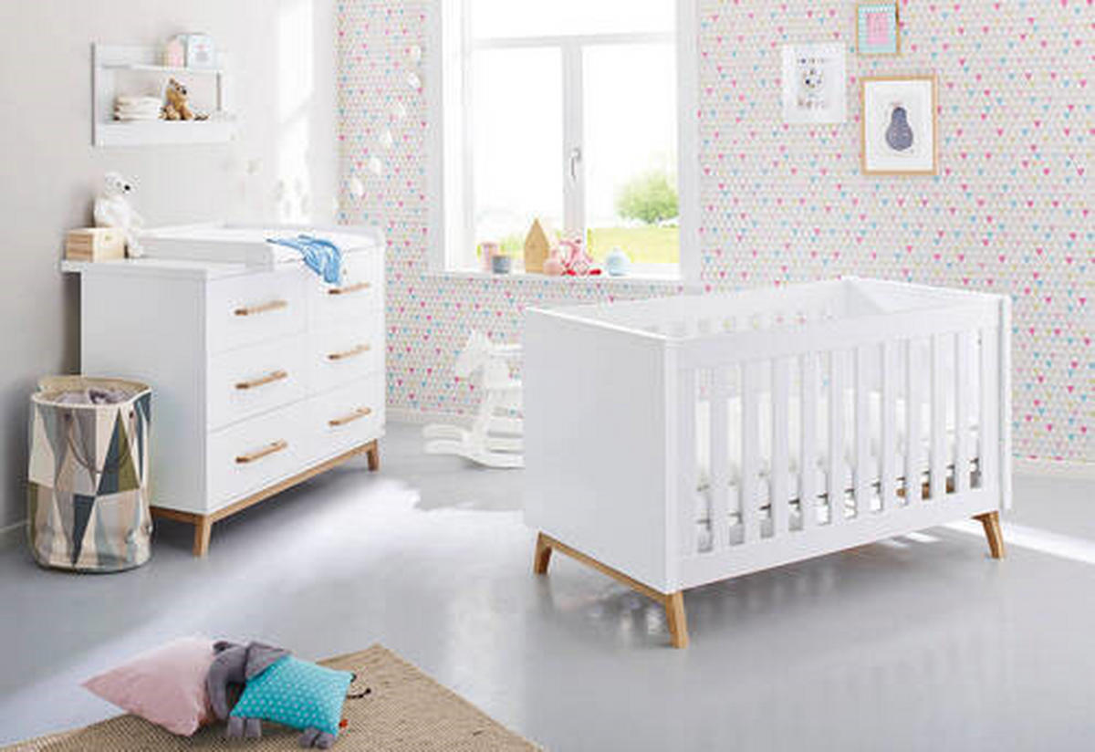 WICKELKOMMODE PINOLINO RIVA Weiß  - Eschefarben/Weiß, Design, Holz (140/78/105cm) - Pinolino