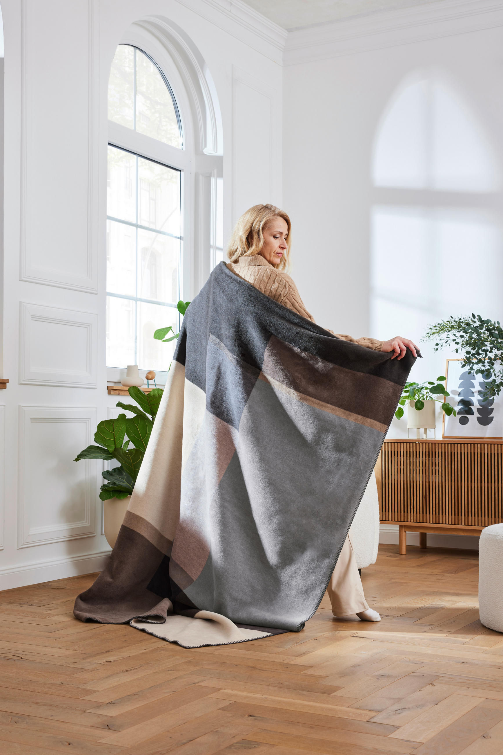 TAKARÓ 150/200 cm  - barna/szürke, Basics, textil (150/200cm) - Novel