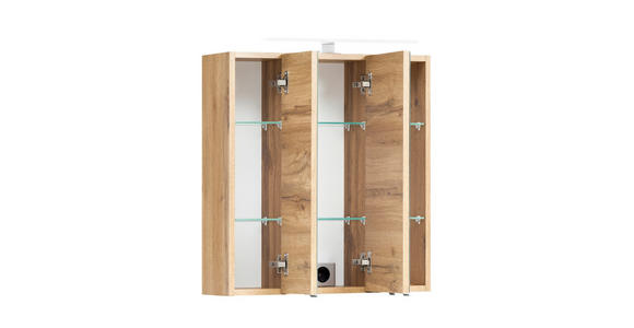 SPIEGELSCHRANK 60/64/20 cm  - Eiche Wotan/Alufarben, Natur, Glas/Holzwerkstoff (60/64/20cm) - Xora