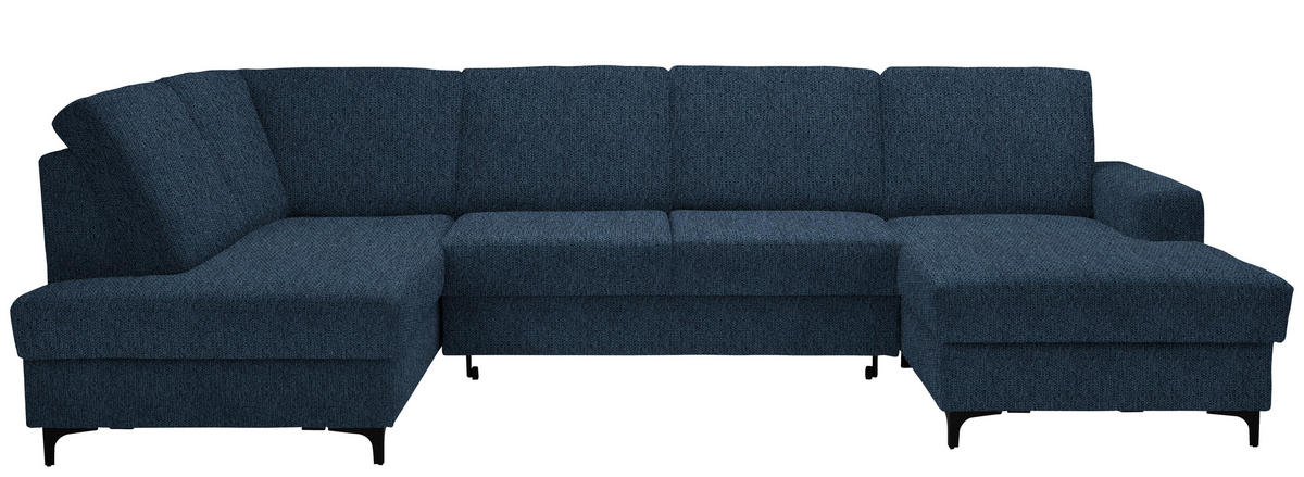 WOHNLANDSCHAFT in Webstoff Dunkelblau  - Schwarz/Dunkelblau, Konventionell, Textil/Metall (185/317/167cm) - Stylife