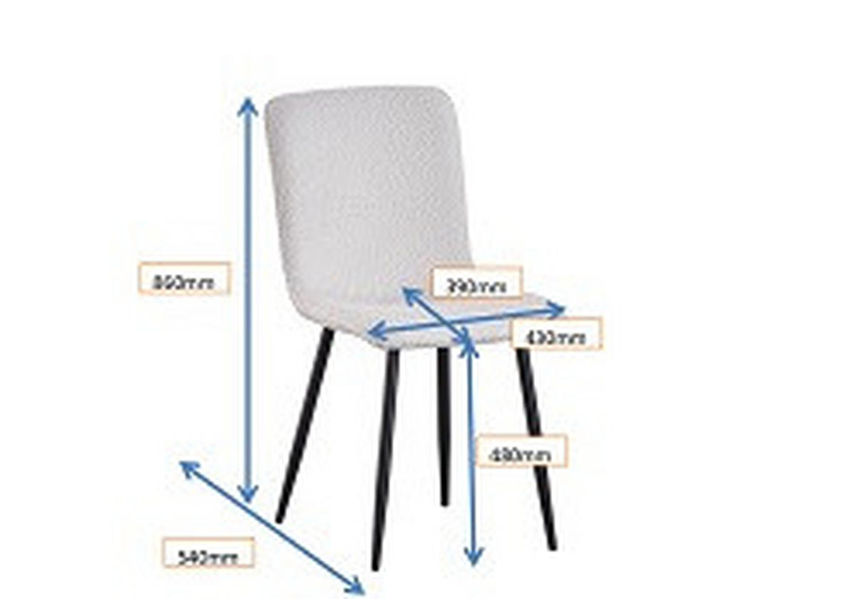 STUHL  in Eisen Bouclé Holz, Metall, Textil  - Schwarz/Weiß, MODERN, Holz/Textil (43/86/54,5cm) - MID.YOU