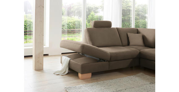 ECKSOFA in Mikrofaser Hellbraun  - Wildeiche/Hellbraun, KONVENTIONELL, Holz/Textil (236/286cm) - Voleo