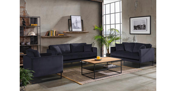 2-SITZER-SOFA in Samt Schwarz  - Schwarz, Design, Textil/Metall (150/78/84cm) - Carryhome