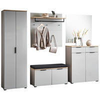 GARDEROBE 6-teilig  in 265/197/19 cm  - Kaschmir/Eichefarben, Design, Glas/Holzwerkstoff (265/197/19cm) - Voleo