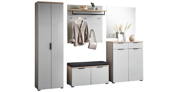 GARDEROBE 6-teilig in 265/197/19 cm - Kaschmir/Eichefarben, Design, Glas/Holzwerkstoff (265/197/19cm) - Voleo