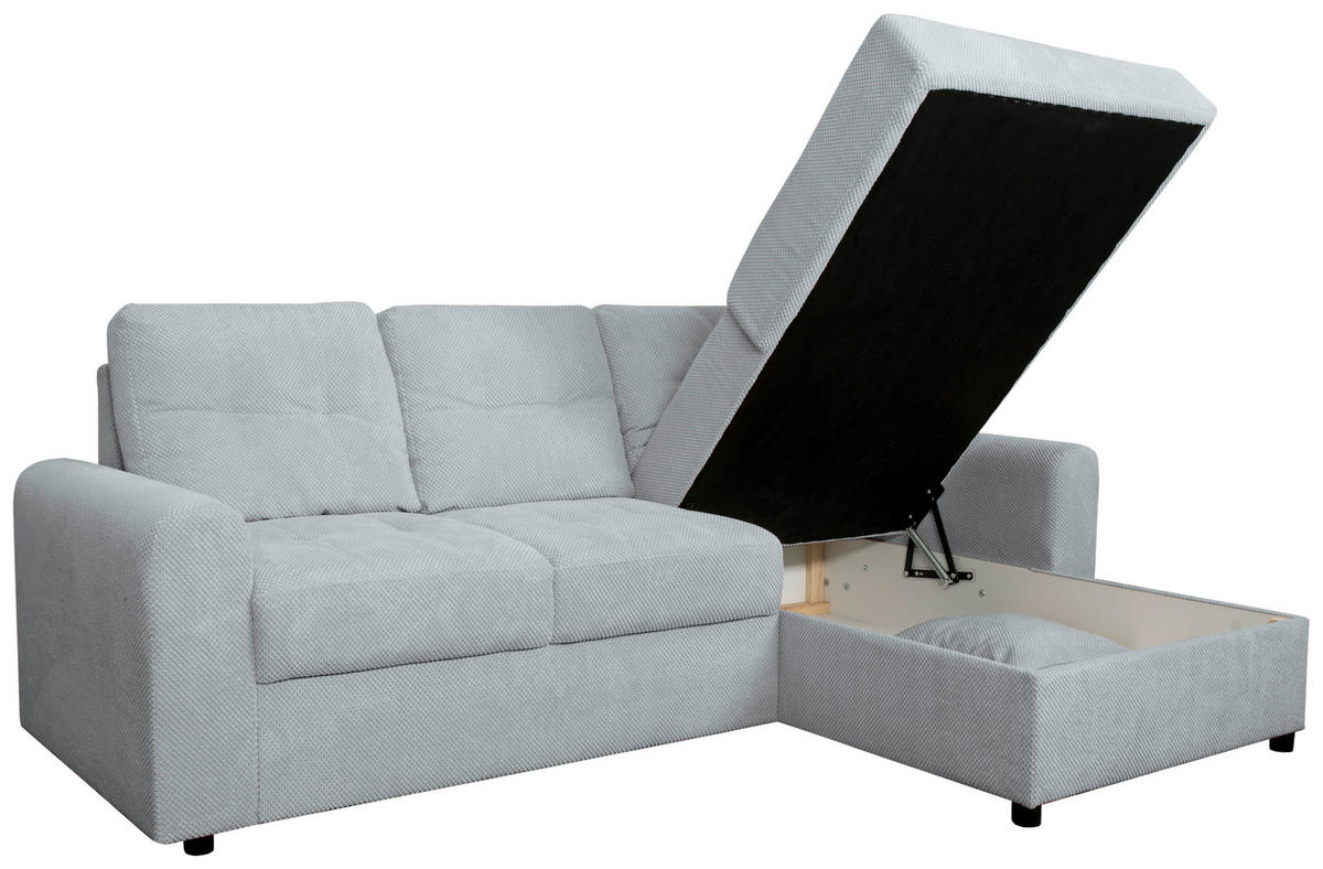 ECKSOFA Hellgrau Chenille  - Hellgrau/Schwarz, KONVENTIONELL, Kunststoff/Textil (232/153cm) - Carryhome