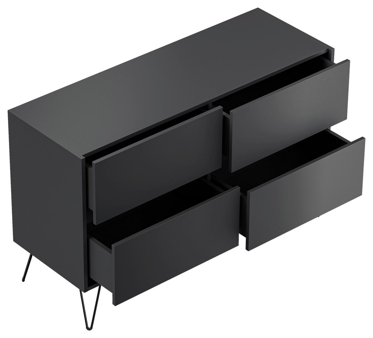 SIDEBOARD Posseik Industrial 119/75/42 cm 4 Schublade(n)  - Graphitfarben/Schwarz, Design, Holzwerkstoff/Metall (119/75/42cm) - MID.YOU