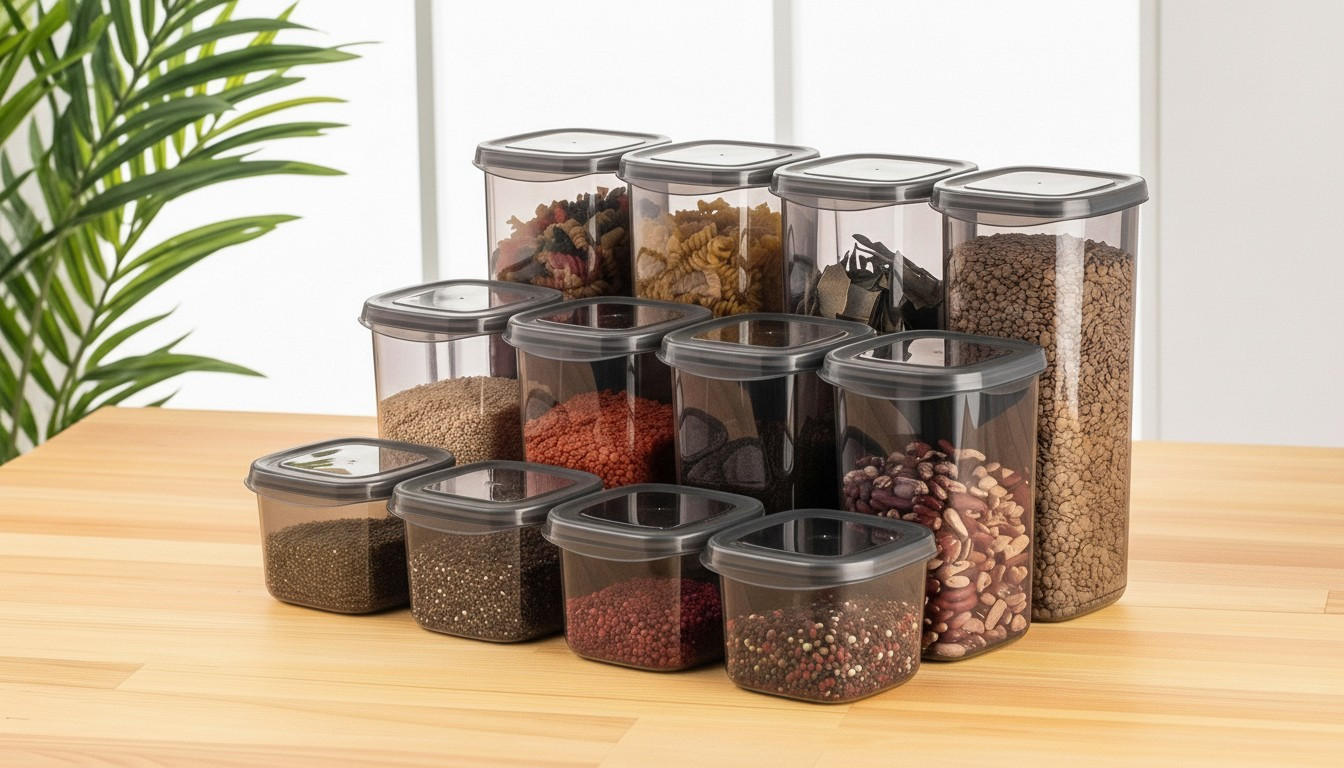 VORRATSDOSENSET 24-teilig  - Transparent/Anthrazit, Basics, Kunststoff (10/10/9,5cm) - P & B