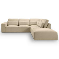 ECKSOFA LUX in Webstoff Beige  305/281 cm  - Beige/Schwarz, Basics, Holz/Kunststoff (305/281cm) - MID.YOU