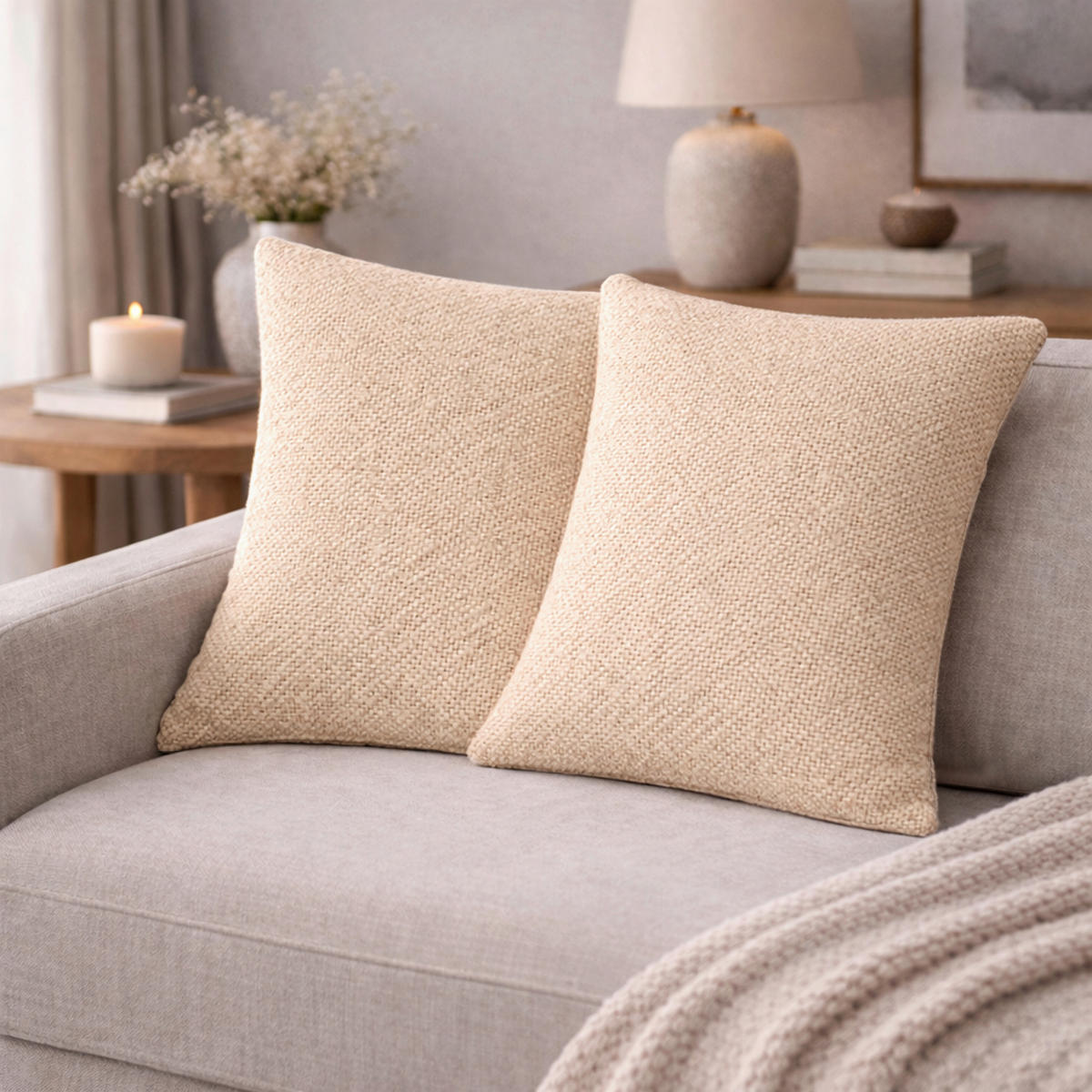 KISSENHÜLLEN-SET FJELLA 50/50 cm  - Naturfarben, Basics, Textil (50/50cm)