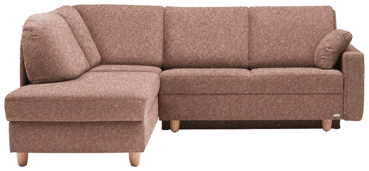 ECKSOFA  in Mikrovelours Terracotta  208/227 cm  - Eichefarben/Rot, KONVENTIONELL, Holz/Textil (208/227cm) - Sedda