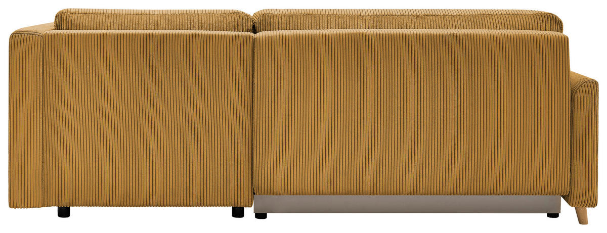 ECKSOFA MILOS Gelb Cord Rückenkissen, Bettkasten, Schlaffunktion, Rücken echt  - Gelb/Naturfarben, Design, Textil (224/148cm) - P & B