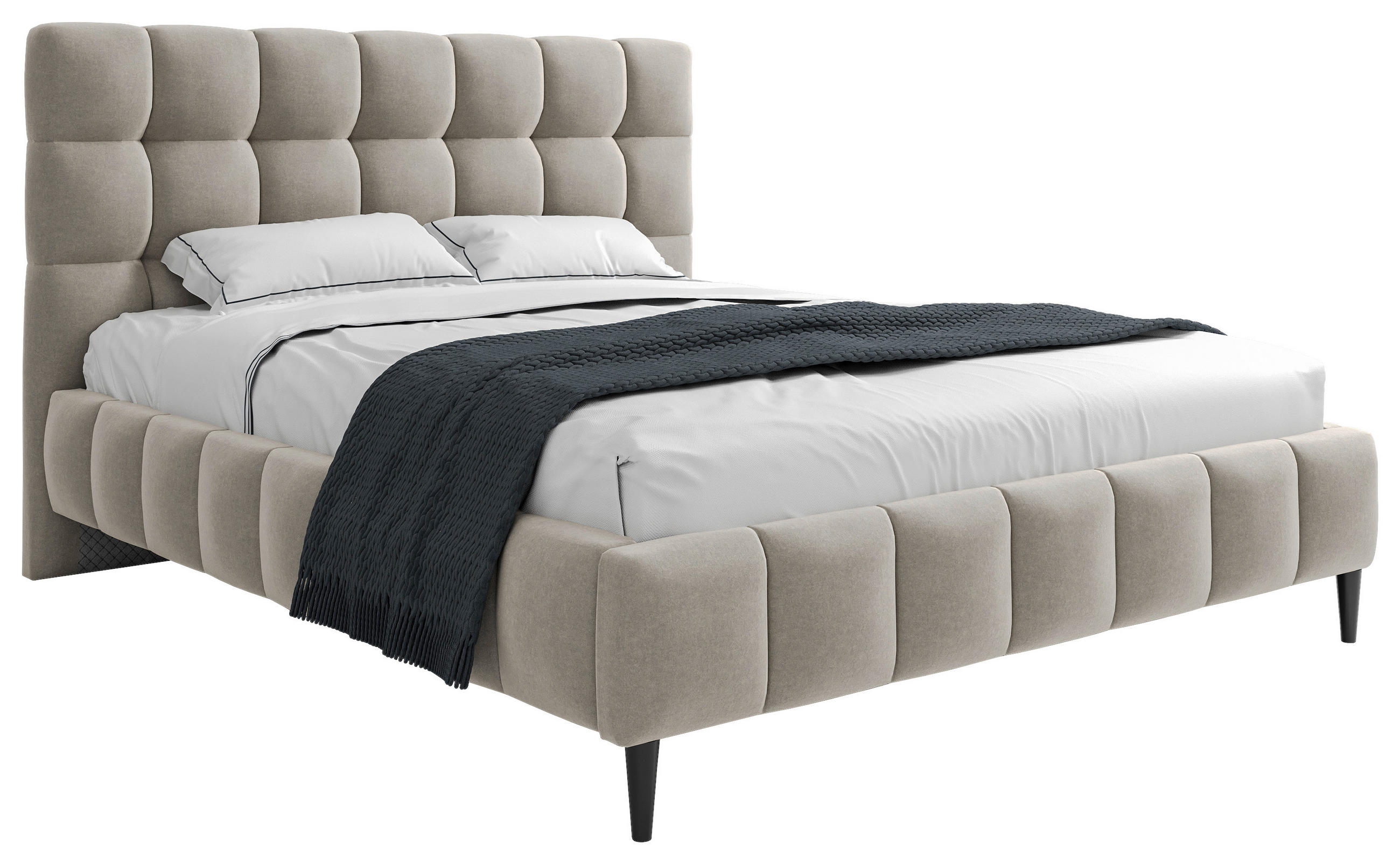 POLSTERBETT 180/200 cm  in Beige  - Beige/Schwarz, MODERN, Holzwerkstoff/Textil (180/200cm) - MID.YOU