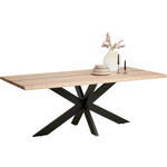 ESSTISCH in Holz, Metall 200/100/75 cm  - Eschefarben/Schwarz, LIFESTYLE, Holz/Metall (200/100/75cm) - Linea Natura