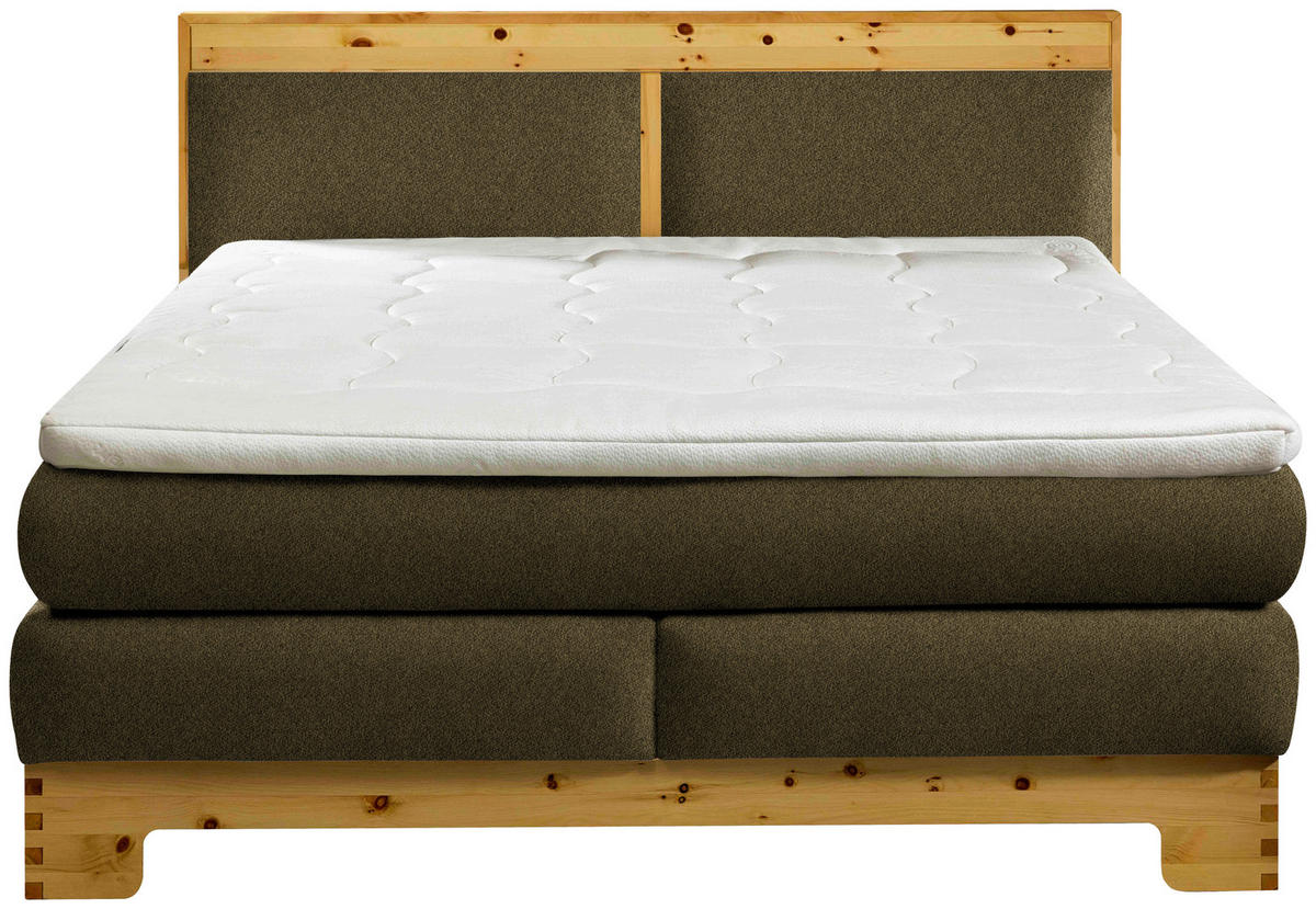 BOXSPRINGBETT 180/200 cm  in Dunkelgrün  - Dunkelgrün, Natur, Holz/Textil (180/200cm) - Linea Natura