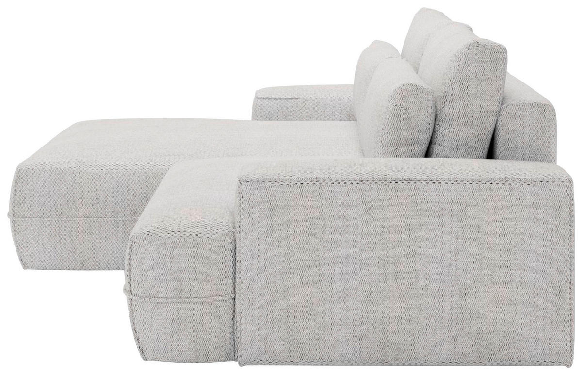 ECKSOFA Hellgrau Struktur  - Hellgrau/Schwarz, Design, Kunststoff/Textil (156/272cm) - Livetastic