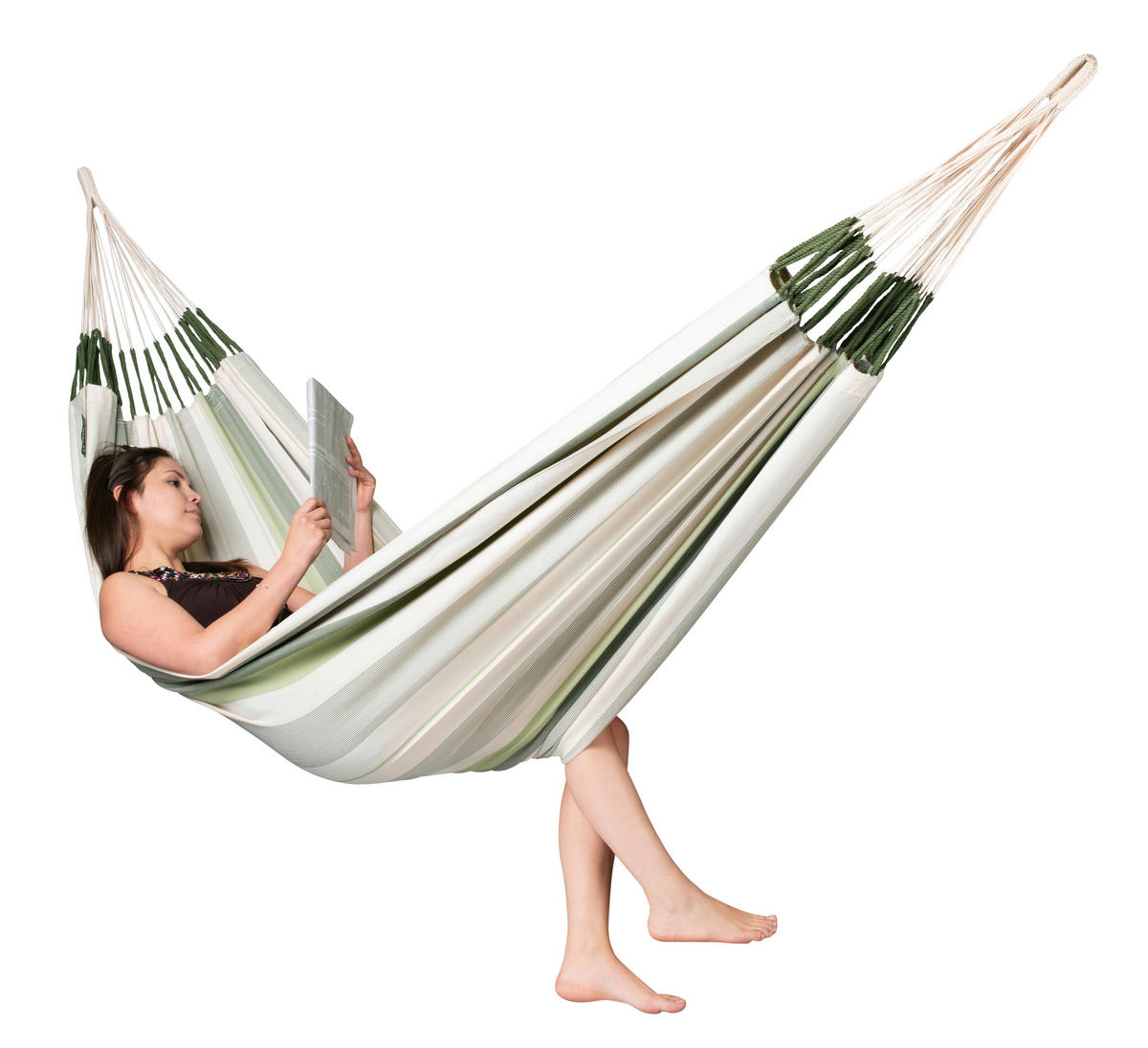 HÄNGEMATTE double outdoor  - Weiß/Hellgrün, KONVENTIONELL, Textil (160/350cm) - La Siesta