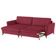 ECKSOFA in Flachgewebe, Leinenoptik Rot  - Rot/Schwarz, Design, Textil/Metall (170/242cm) - Xora