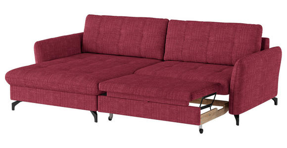 ECKSOFA in Flachgewebe, Leinenoptik Rot  - Rot/Schwarz, Design, Textil/Metall (170/242cm) - Xora