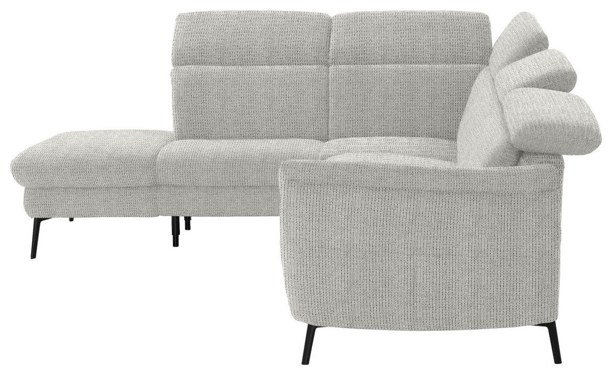ECKSOFA in Struktur Silberfarben  - Silberfarben/Schwarz, Modern, Textil/Metall (235/275cm) - Cantus