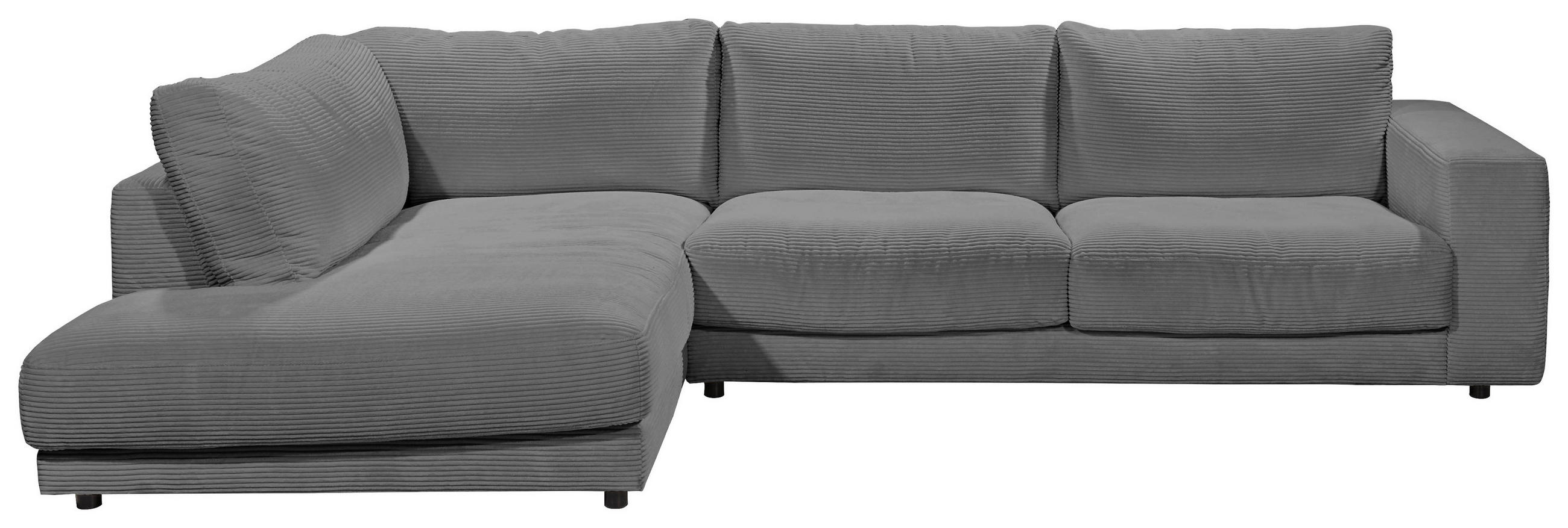 ECKSOFA Dunkelgrau Cord - Dunkelgrau/Schwarz, Design, Kunststoff/Textil (224/325cm) - Hom`in