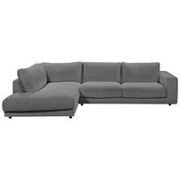 ECKSOFA in Cord Dunkelgrau  - Dunkelgrau/Schwarz, Design, Kunststoff/Textil (224/325cm) - Hom`in