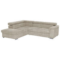 ECKSOFA Platinfarben Flachgewebe Bettkasten, Schlaffunktion, Kopfteilverstellung  - Platinfarben, Basics, Holz/Textil (217/252cm) - MID.YOU